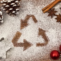 recycling symbol in a snow/Christmas scene